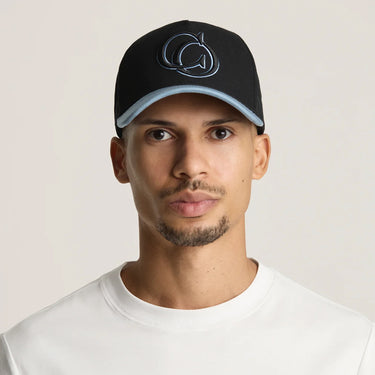 Cordori Unisex Lunare Two-Tone Suede Brim Cotton Cap Black & Blue One Size Adjustable