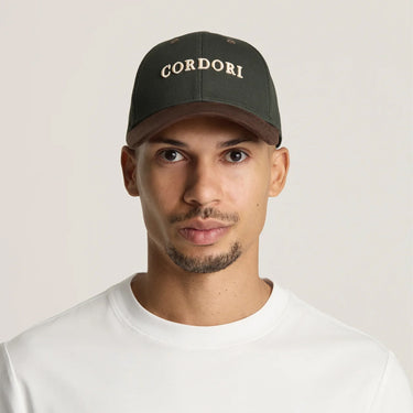 Cordori Unisex Terrano Two-Tone Suede Brim Cotton Cap Dark Green & Dark Brown One Size Adjustable