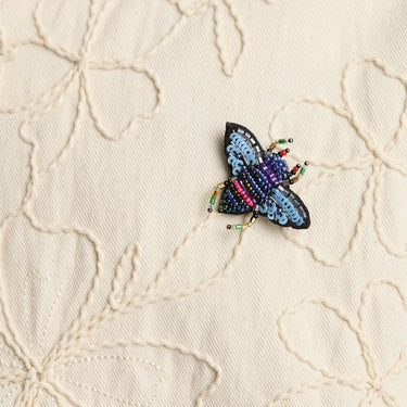 Cordori Flight of Flora Bee-Inspired Hand-Embroidered Brooch