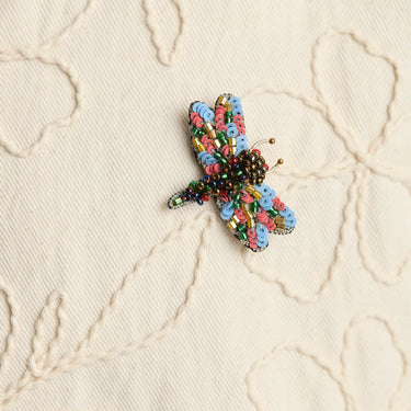 Cordori Wings of Dusk Dragonfly-Inspired Hand-Embroidered Brooch