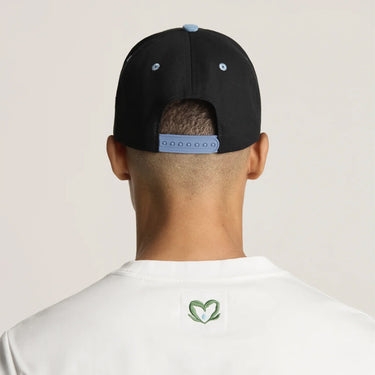 Cordori Unisex Lunare Two-Tone Suede Brim Cotton Cap Black & Blue One Size Adjustable