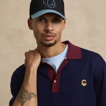 Cordori Unisex Lunare Two-Tone Suede Brim Cotton Cap Black & Blue One Size Adjustable