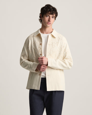 Cordori Men’s Amara Embroidered Shirt Jacket Pima Cotton Linen