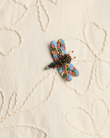 Cordori Wings of Dusk Nature-Inspired Hand-Embroidered Brooch Dragonfly Motif One Size