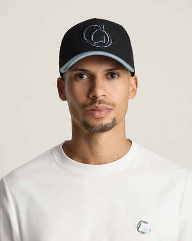 Cordori Unisex Lunare Two-Tone Suede Brim Cotton Cap Black & Blue One Size Adjustable
