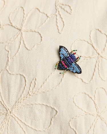 Cordori Accessories Flight of Flora Hand-Embroidered Bee Motif Brooch One Size